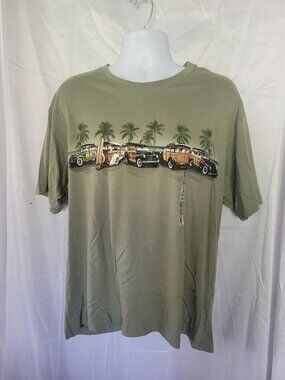 Men’s No Bad Days Graphic T-Shirt Green Short Sleeve Surf Woodie Wagons Size L